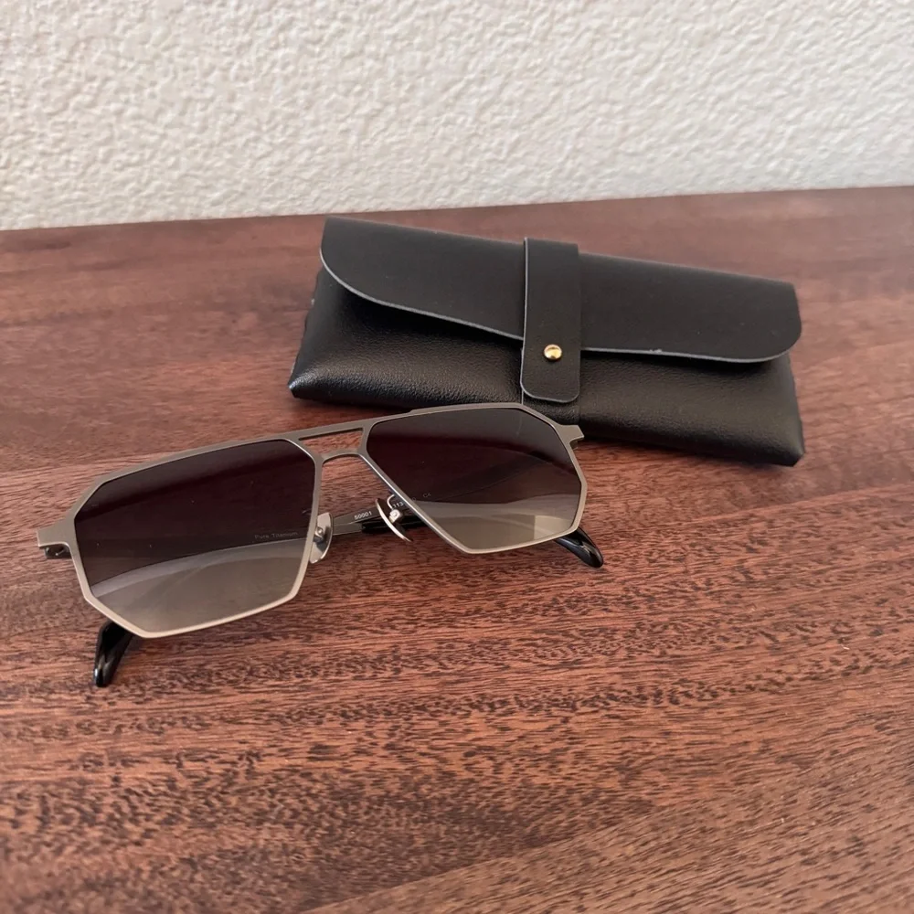 NWT! Titanium Sunglasses in Silver with Black Case - Picture 4 of 12